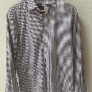 Jos A Bank Traveler tailored fit size M blue multi colored long sleeve Shirt